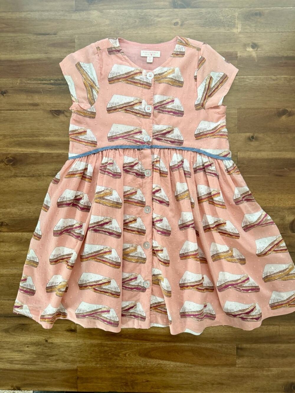 Pink Chicken Girls Pink Fatima Peanut Butter & Jelly Dress 6 Short Sleeve Cotton
